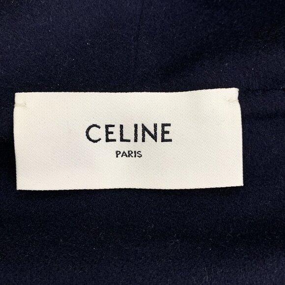 Celine Dark Blue Cashmere Hooded Jacket With Gold Button Details & Drawstring - Picture 6 of 8